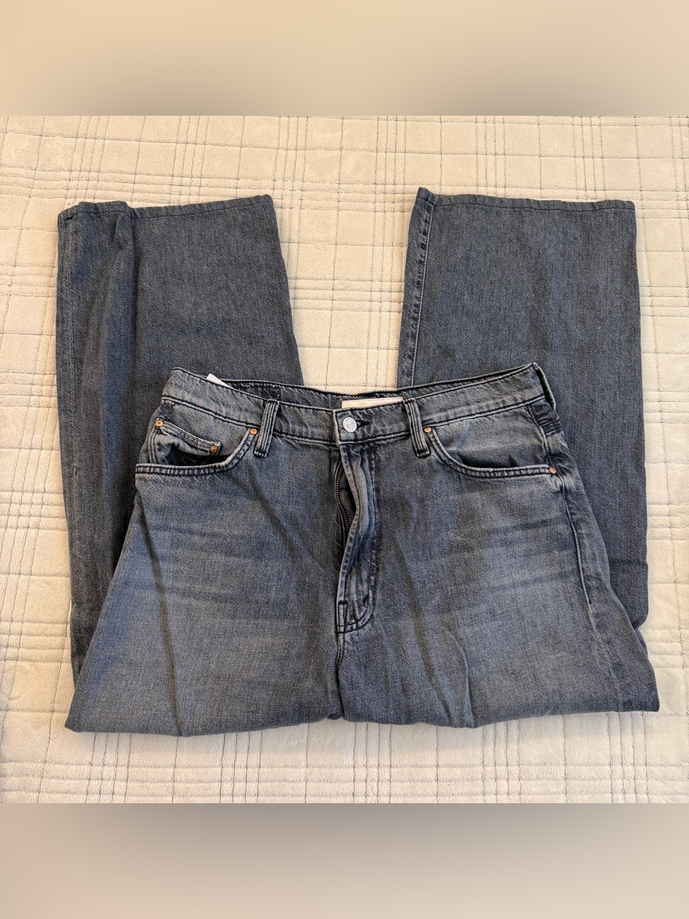 MOTHER Women's Medium/Light Blue Straight-Leg Jeans - Picture 2 of 7